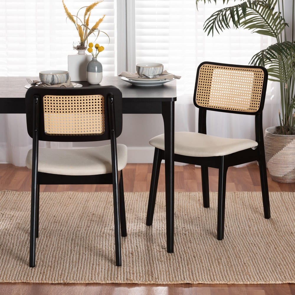 Baxton Studio - Dannon Set of 2 Dining Chairs in Cream/Black/Light Brown - CS001C-Black/Cream-DC-2PK view 7