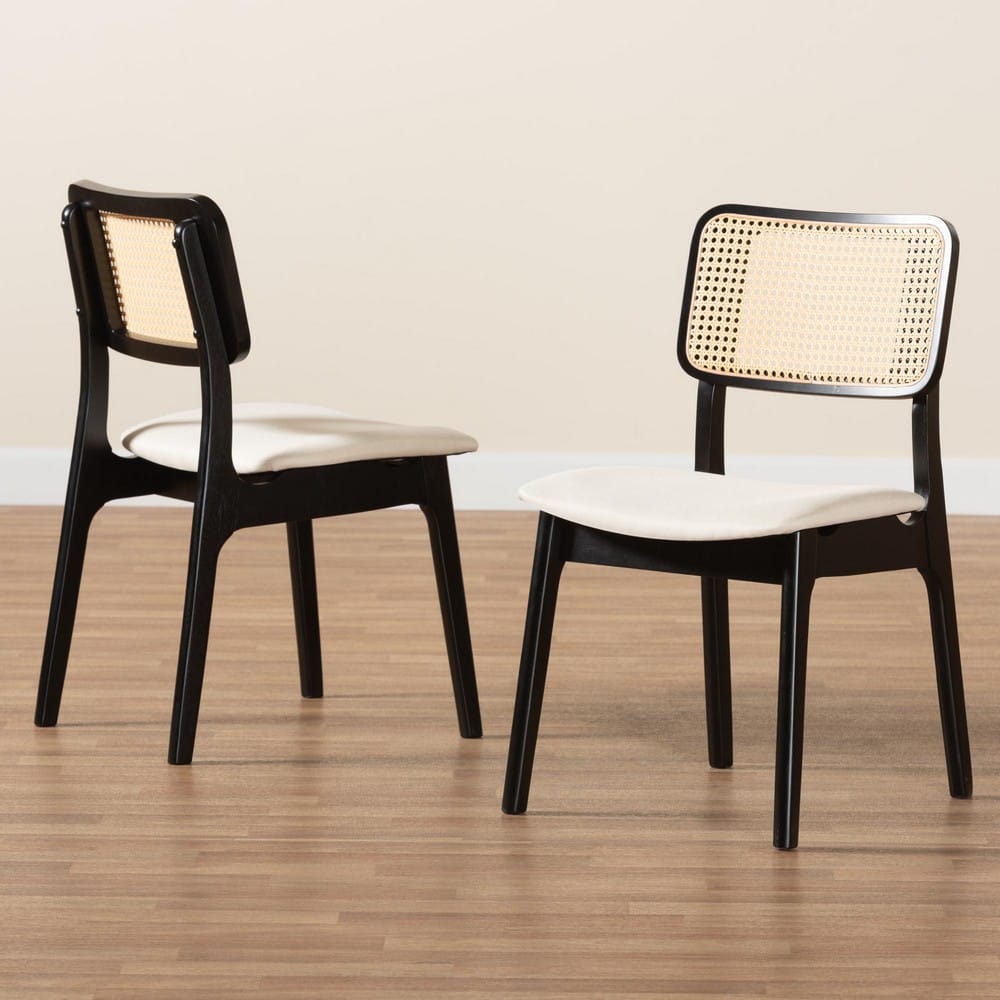 Baxton Studio - Dannon Set of 2 Dining Chairs in Cream/Black/Light Brown - CS001C-Black/Cream-DC-2PK view 8