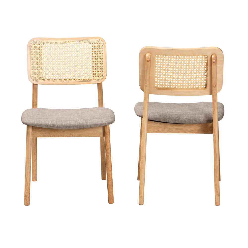 Baxton Studio - Dannon Set of 2 Dining Chairs in Grey/Natural Oak/Light Brown - CS001C-Natural Oak/Light Grey-DC-2PK view 2