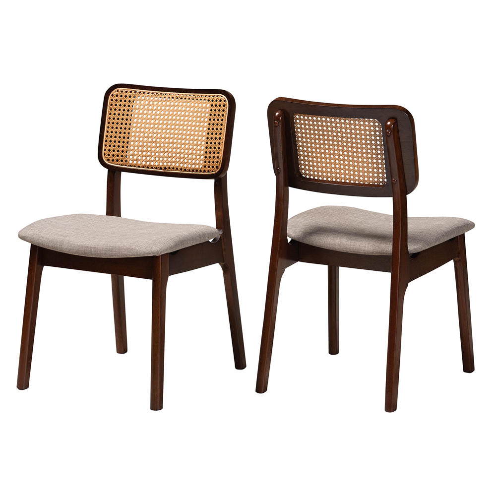 Baxton Studio - Dannon Set of 2 Dining Chairs in Grey/Walnut Brown/Light Brown - CS001C-Walnut/Light Grey-DC-2PK view 1