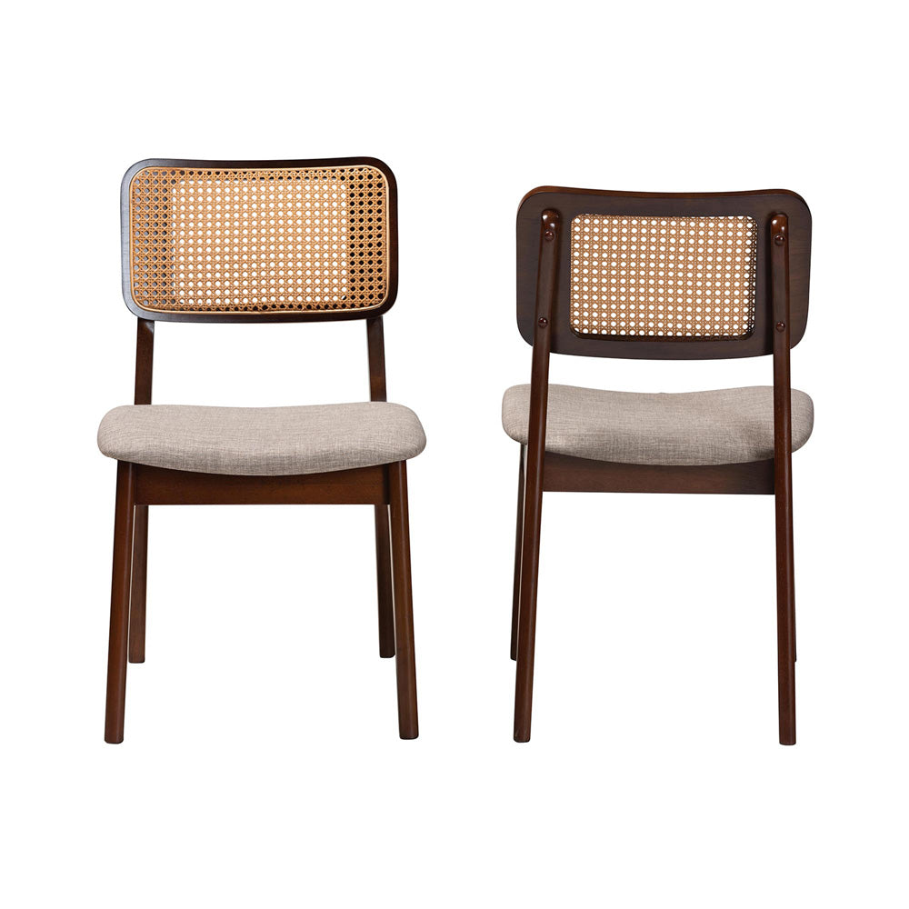 Baxton Studio - Dannon Set of 2 Dining Chairs in Grey/Walnut Brown/Light Brown - CS001C-Walnut/Light Grey-DC-2PK view 2