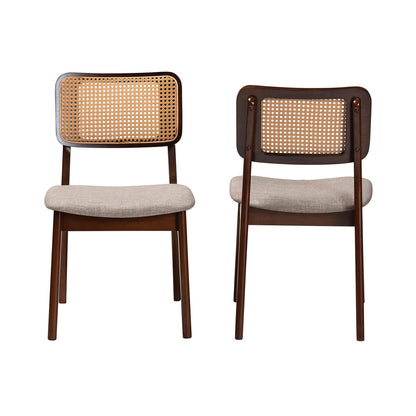 Baxton Studio - Dannon Set of 2 Dining Chairs in Grey/Walnut Brown/Light Brown - CS001C-Walnut/Light Grey-DC-2PK view 2