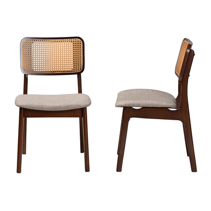 Baxton Studio - Dannon Set of 2 Dining Chairs in Grey/Walnut Brown/Light Brown - CS001C-Walnut/Light Grey-DC-2PK view 3
