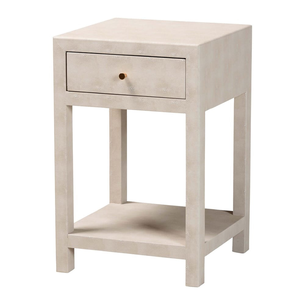 Baxton Studio - Dansby End Table in Beige/Brass - JY24A098-Beige/Shagreen-End Table view 1