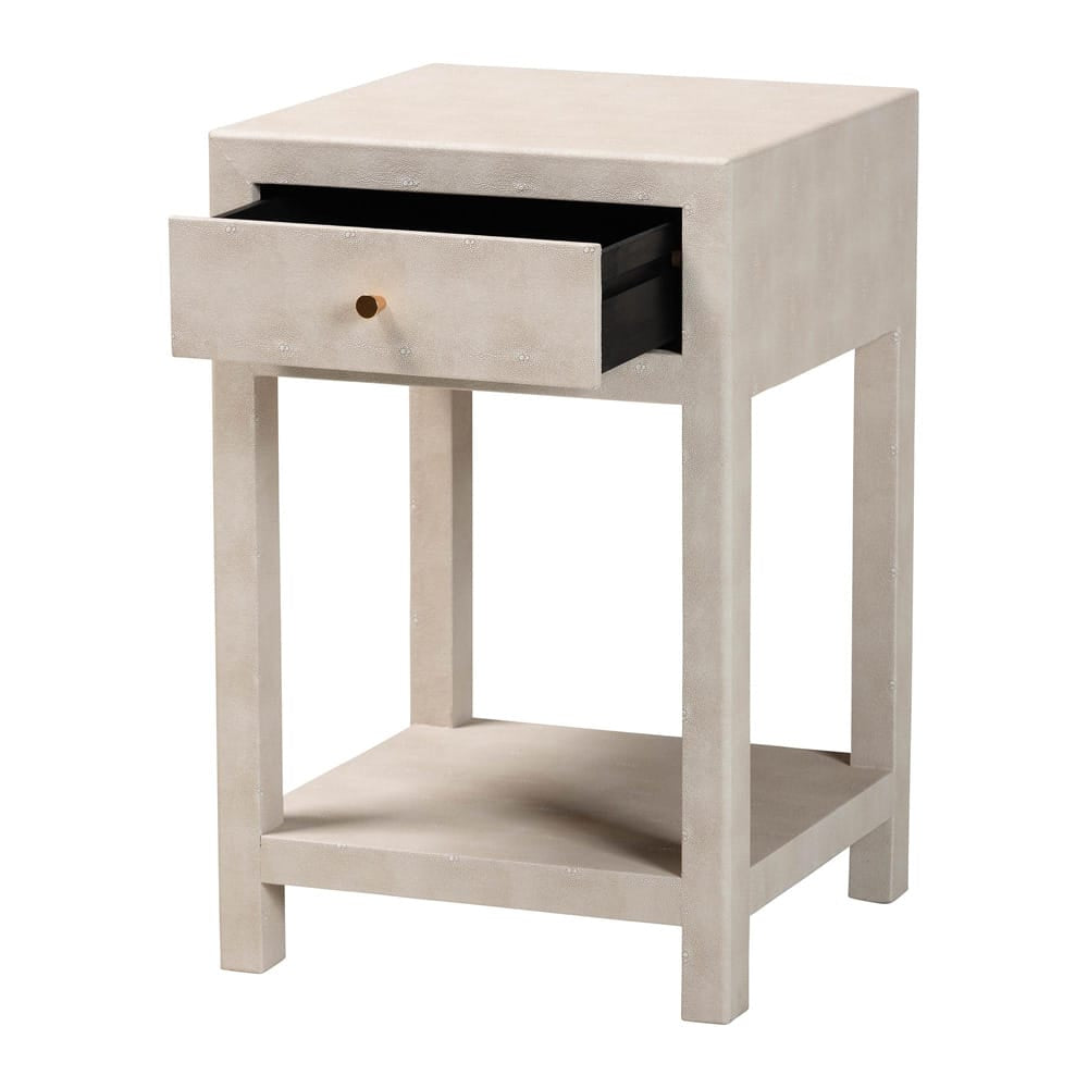 Baxton Studio - Dansby End Table in Beige/Brass - JY24A098-Beige/Shagreen-End Table view 2