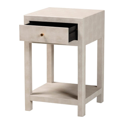 Baxton Studio - Dansby End Table in Beige/Brass - JY24A098-Beige/Shagreen-End Table view 2