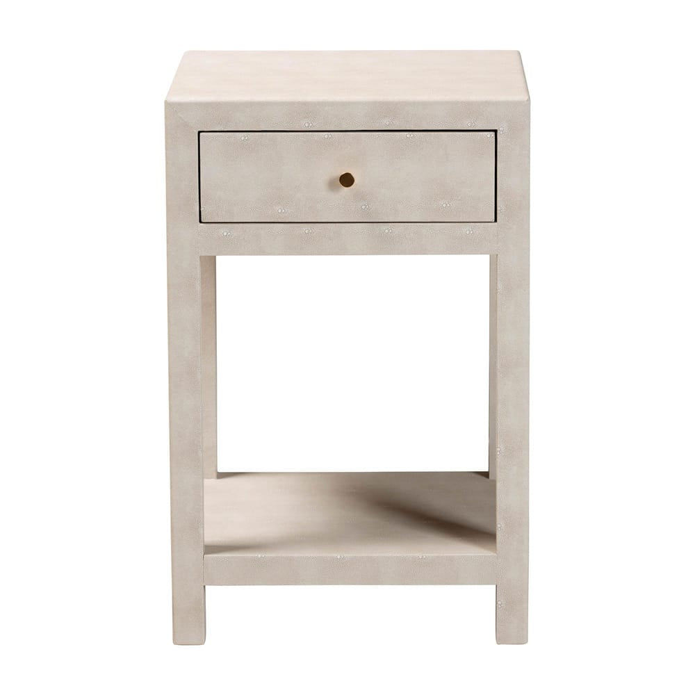 Baxton Studio - Dansby End Table in Beige/Brass - JY24A098-Beige/Shagreen-End Table view 3