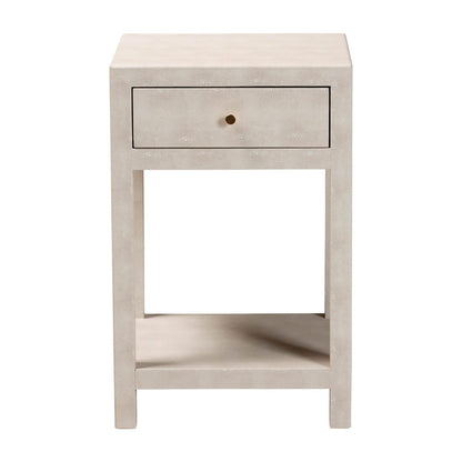 Baxton Studio - Dansby End Table in Beige/Brass - JY24A098-Beige/Shagreen-End Table view 3