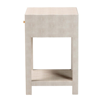 Baxton Studio - Dansby End Table in Beige/Brass - JY24A098-Beige/Shagreen-End Table view 4