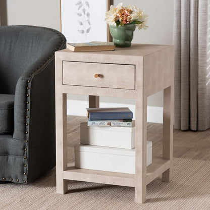 Baxton Studio - Dansby End Table in Beige/Brass - JY24A098-Beige/Shagreen-End Table view 9