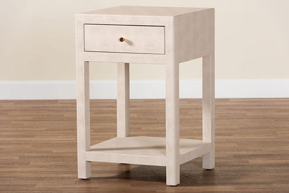 Baxton Studio - Dansby End Table in Beige/Brass - JY24A098-Beige/Shagreen-End Table view 10