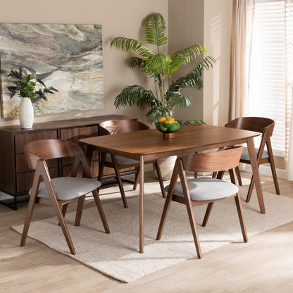 Baxton Studio - Danton Dining Set in Grey/Walnut Brown - WM1900B-Smoke/Walnut-5PC Dining Set view 8
