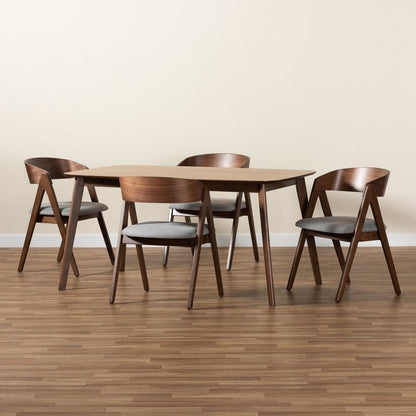 Baxton Studio - Danton Dining Set in Grey/Walnut Brown - WM1900B-Smoke/Walnut-5PC Dining Set view 9