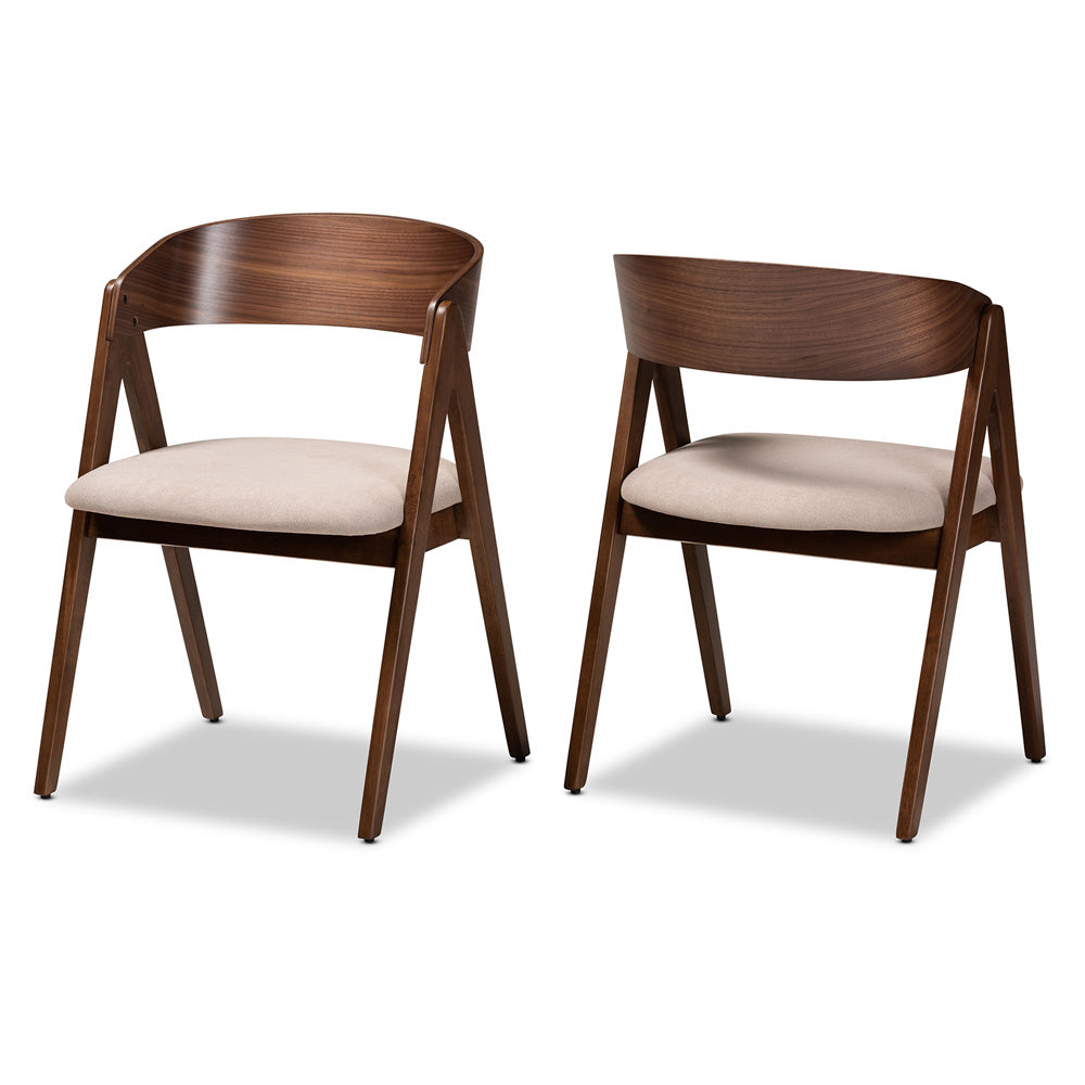 Baxton Studio - Danton Set of 2 Dining Chairs in Beige/Walnut Brown - WM1900B-Latte/Walnut-DC view 1