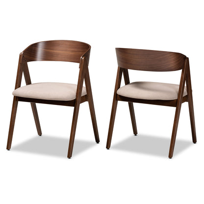 Baxton Studio - Danton Set of 2 Dining Chairs in Beige/Walnut Brown - WM1900B-Latte/Walnut-DC view 1