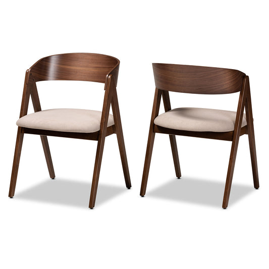 Baxton Studio - Danton Set of 2 Dining Chairs in Beige/Walnut Brown - WM1900B-Latte/Walnut-DC view 1