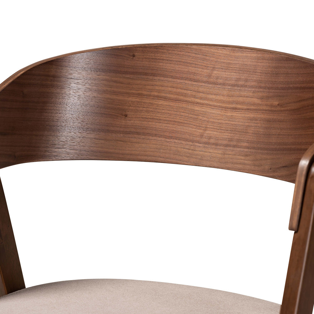 Baxton Studio - Danton Set of 2 Dining Chairs in Beige/Walnut Brown - WM1900B-Latte/Walnut-DC view 4