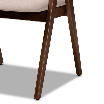 Baxton Studio - Danton Set of 2 Dining Chairs in Beige/Walnut Brown - WM1900B-Latte/Walnut-DC view 5
