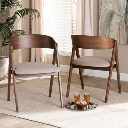 Baxton Studio - Danton Set of 2 Dining Chairs in Beige/Walnut Brown - WM1900B-Latte/Walnut-DC view 7