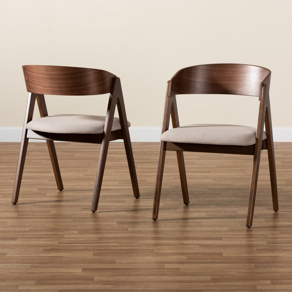 Baxton Studio - Danton Set of 2 Dining Chairs in Beige/Walnut Brown - WM1900B-Latte/Walnut-DC view 8