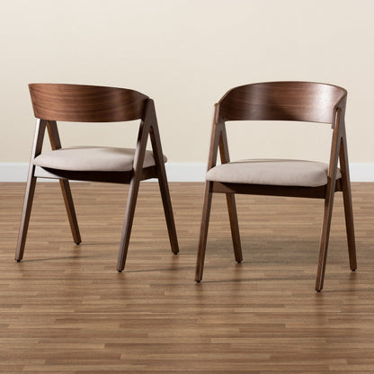 Baxton Studio - Danton Set of 2 Dining Chairs in Beige/Walnut Brown - WM1900B-Latte/Walnut-DC view 8