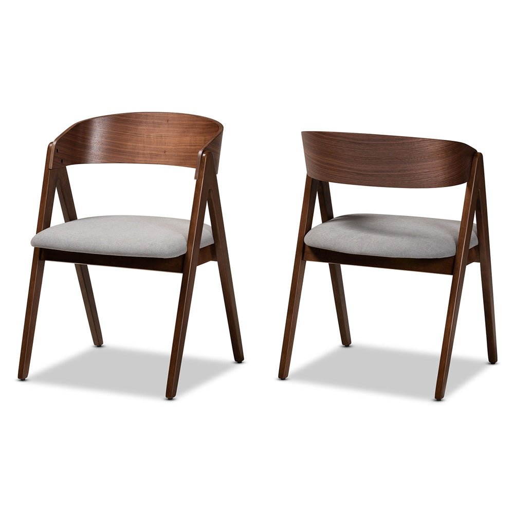 Baxton Studio - Danton Set of 2 Dining Chairs in Grey/Walnut Brown - WM1900B-Smoke/Walnut-DC view 1