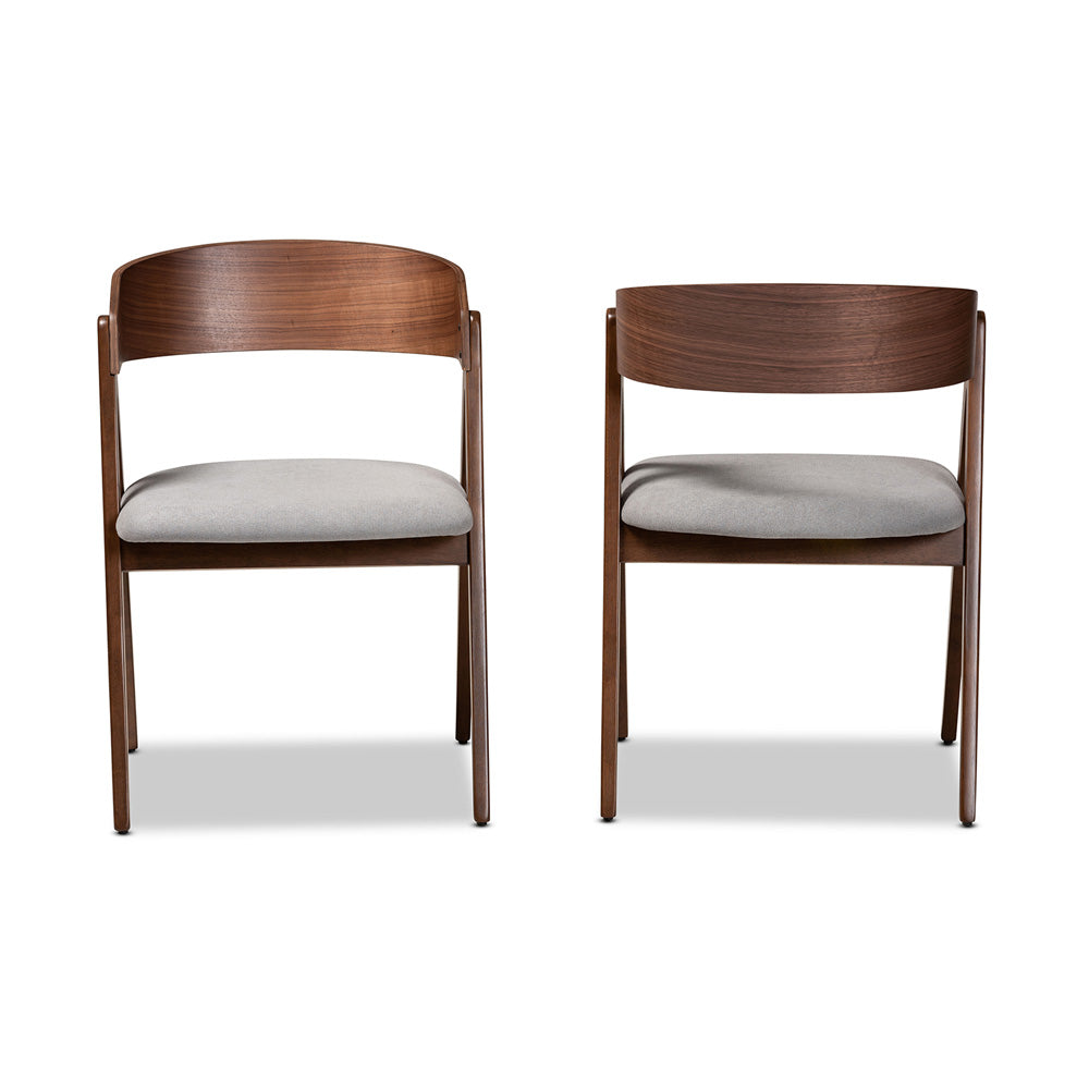 Baxton Studio - Danton Set of 2 Dining Chairs in Grey/Walnut Brown - WM1900B-Smoke/Walnut-DC view 2