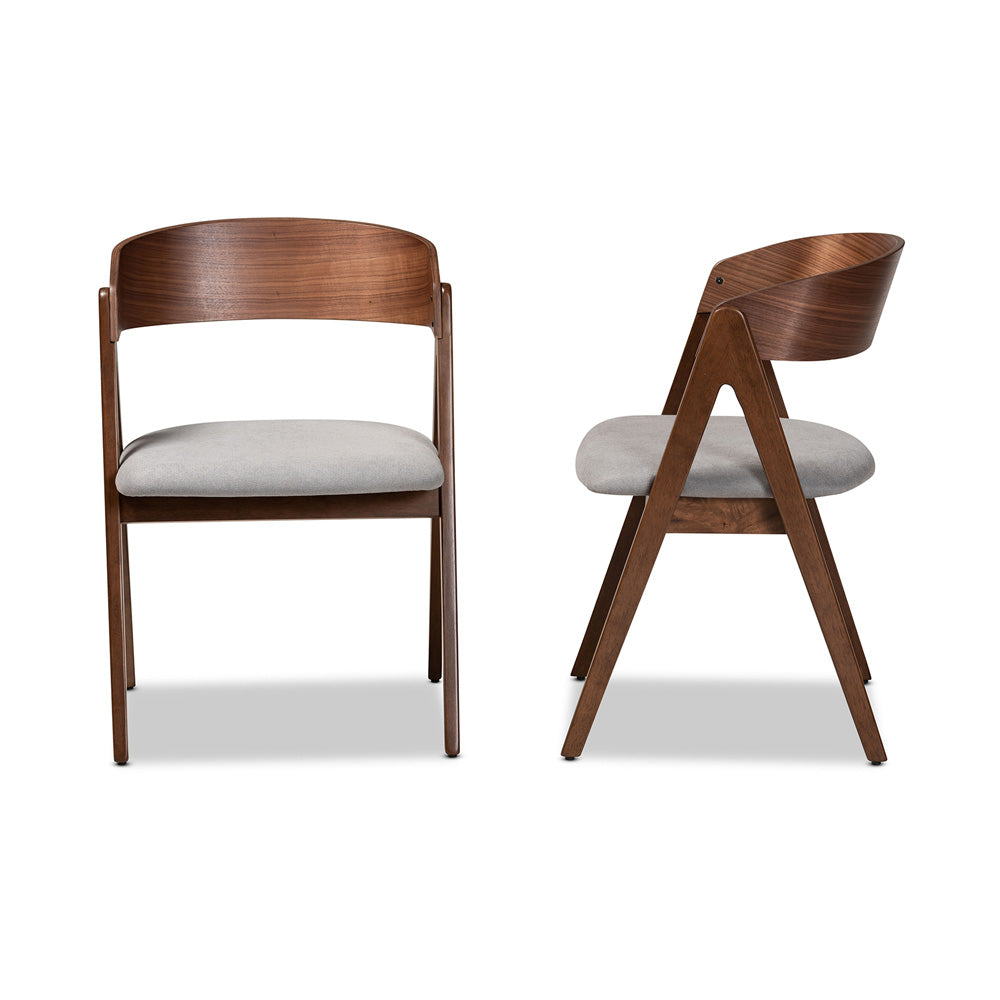 Baxton Studio - Danton Set of 2 Dining Chairs in Grey/Walnut Brown - WM1900B-Smoke/Walnut-DC view 3