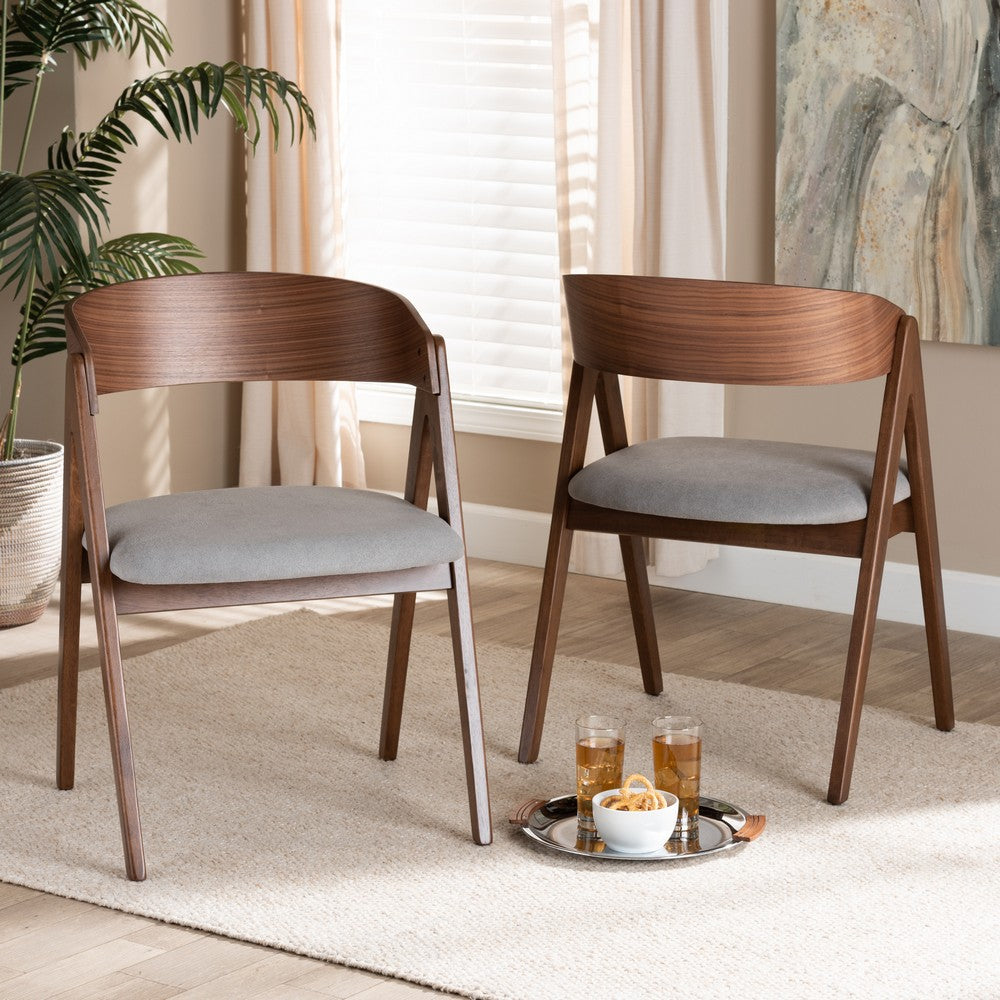 Baxton Studio - Danton Set of 2 Dining Chairs in Grey/Walnut Brown - WM1900B-Smoke/Walnut-DC view 7