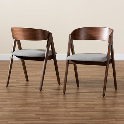 Baxton Studio - Danton Set of 2 Dining Chairs in Grey/Walnut Brown - WM1900B-Smoke/Walnut-DC view 8