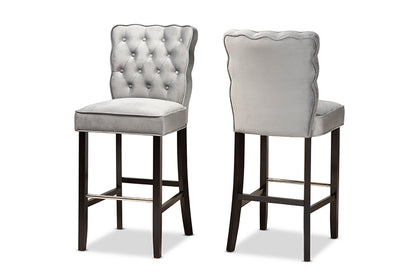 Baxton Studio - Daphne Barstool Set of 2 - BBT5409B-Dark Grey/Wenge-BS view 1