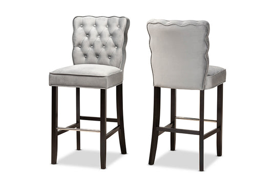 Baxton Studio - Daphne Barstool Set of 2 - BBT5409B-Dark Grey/Wenge-BS view 1