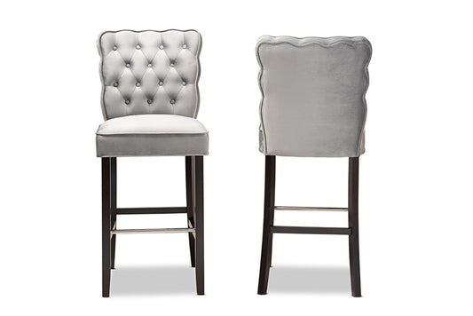 Baxton Studio - Daphne Barstool Set of 2 - BBT5409B-Dark Grey/Wenge-BS view 2