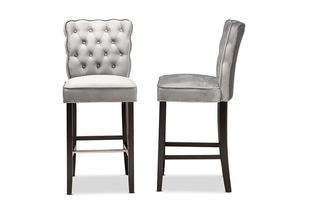 Baxton Studio - Daphne Barstool Set of 2 - BBT5409B-Dark Grey/Wenge-BS view 3