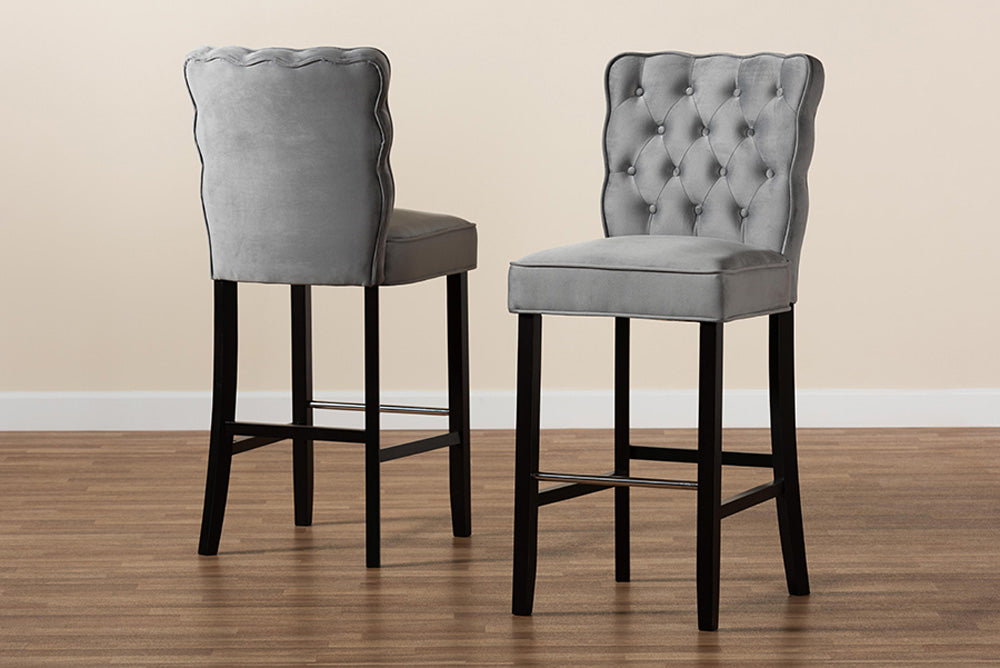 Baxton Studio - Daphne Barstool Set of 2 - BBT5409B-Dark Grey/Wenge-BS view 7