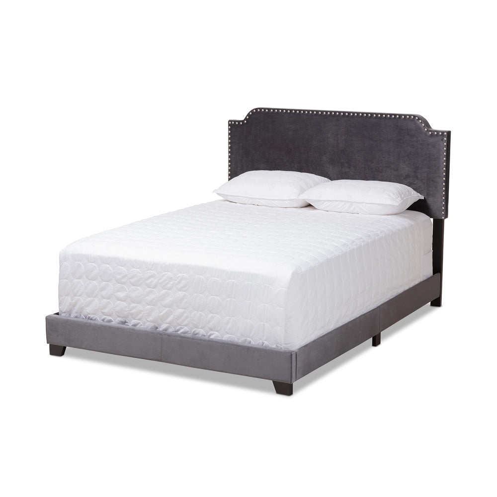 Baxton Studio - Darcy Full Size Bed in Dark Grey - Darcy-Grey-Full view 1