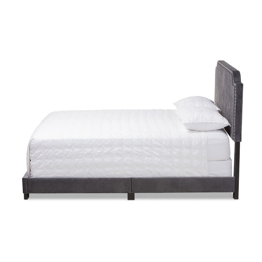 Baxton Studio - Darcy Full Size Bed in Dark Grey - Darcy-Grey-Full view 2