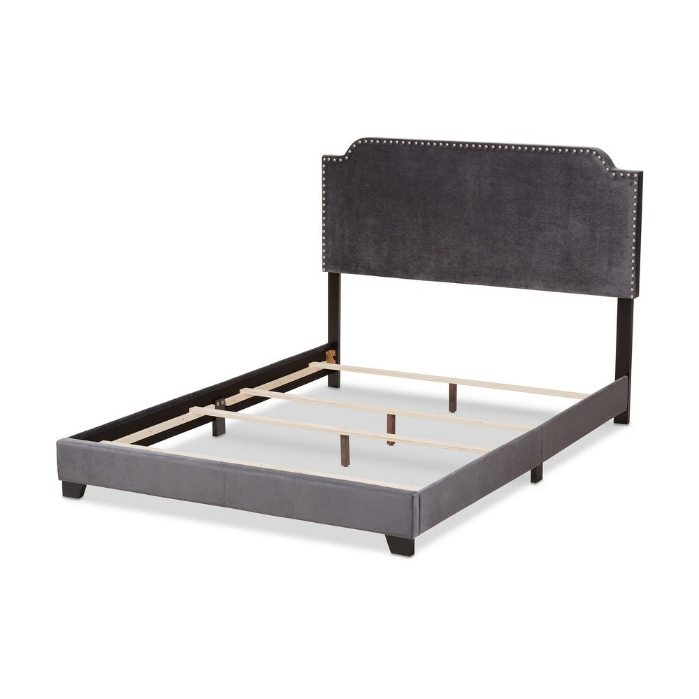 Baxton Studio - Darcy Full Size Bed in Dark Grey - Darcy-Grey-Full view 3