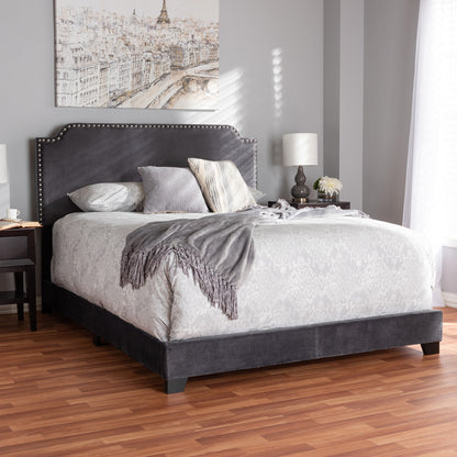 Baxton Studio - Darcy Full Size Bed in Dark Grey - Darcy-Grey-Full view 6