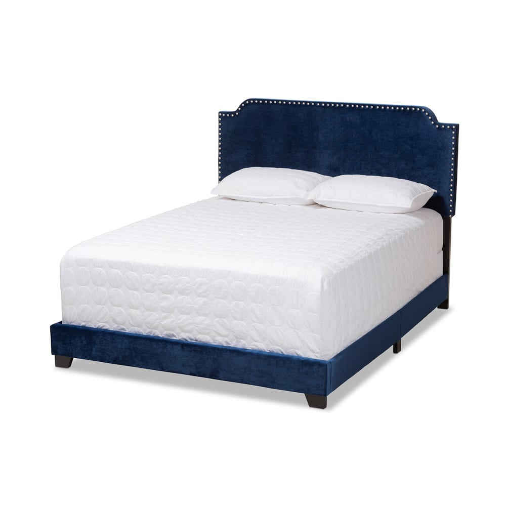 Baxton Studio - Darcy Full Size Bed in Navy Blue - Darcy-Navy-Full view 1