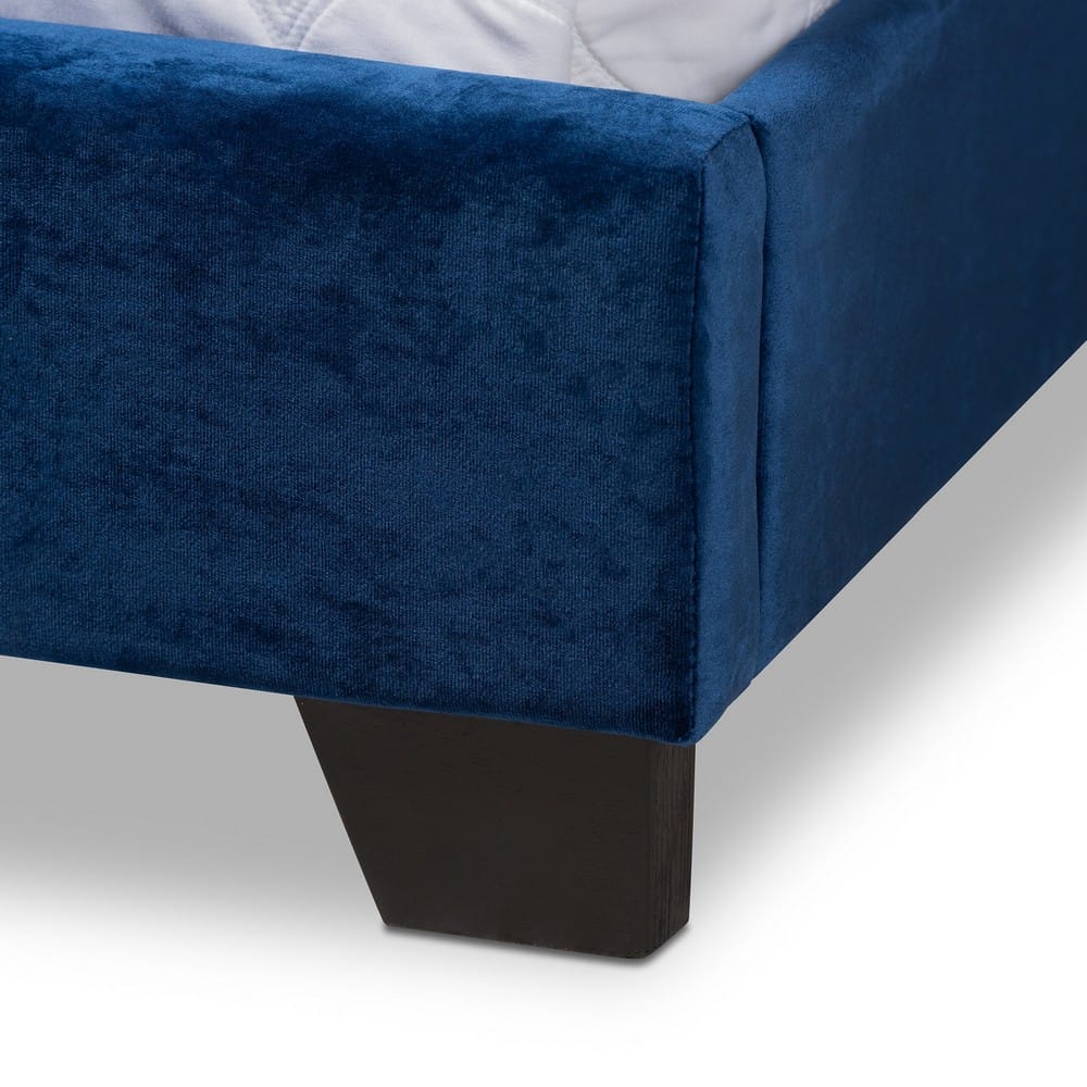 Baxton Studio - Darcy Full Size Bed in Navy Blue - Darcy-Navy-Full view 5