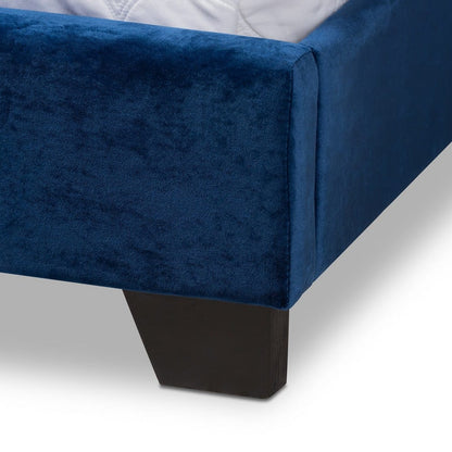 Baxton Studio - Darcy Full Size Bed in Navy Blue - Darcy-Navy-Full view 5