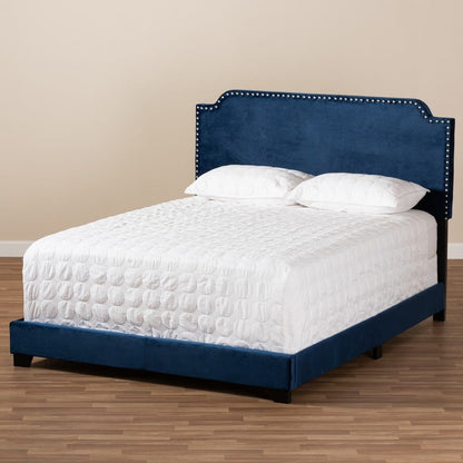 Baxton Studio - Darcy Full Size Bed in Navy Blue - Darcy-Navy-Full view 7
