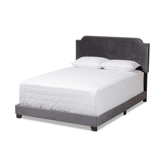 Baxton Studio - Darcy King Size Bed in Dark Grey - Darcy-Grey-King view 1