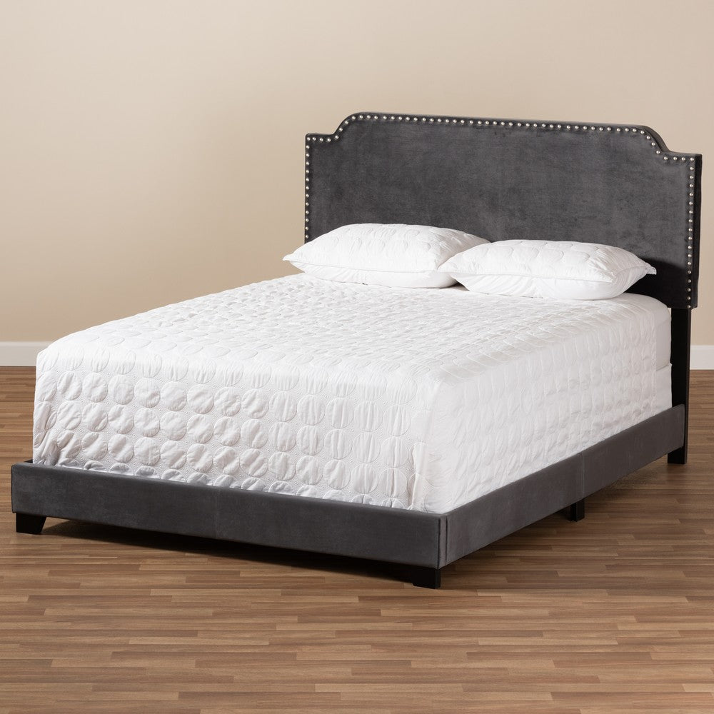 Baxton Studio - Darcy King Size Bed in Dark Grey - Darcy-Grey-King view 7