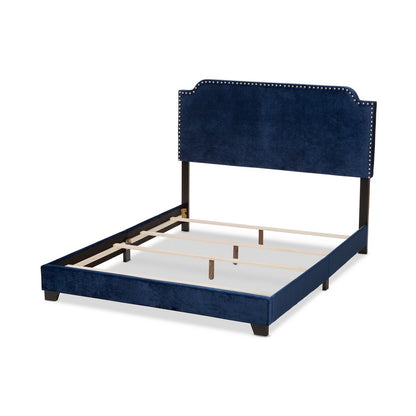 Baxton Studio - Darcy King Size Bed in Navy Blue - Darcy-Navy-King view 3
