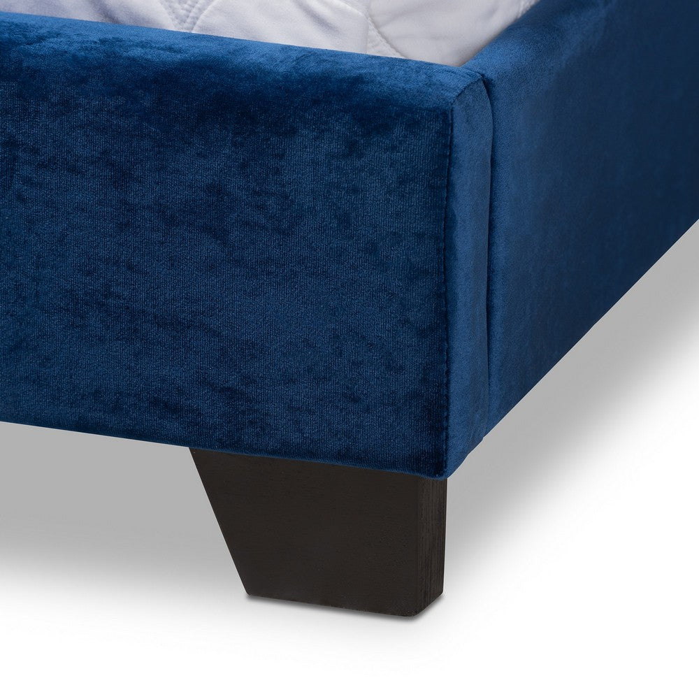 Baxton Studio - Darcy King Size Bed in Navy Blue - Darcy-Navy-King view 5