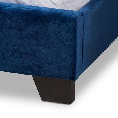 Baxton Studio - Darcy King Size Bed in Navy Blue - Darcy-Navy-King view 5