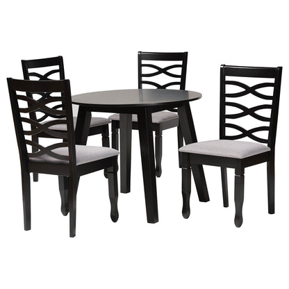 Baxton Studio - Darina Dining Set in Grey/Dark Brown - Esme-Grey/Dark Brown-5PC Dining Set view 1