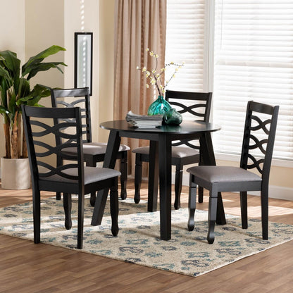 Baxton Studio - Darina Dining Set in Grey/Dark Brown - Esme-Grey/Dark Brown-5PC Dining Set view 8